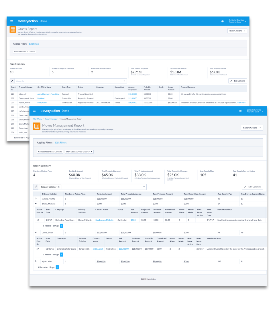 screenshot of Bonterra EveryAction